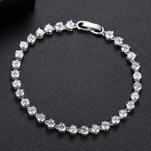 NEW 925 STERLING SILVER ROUND DIAMOND TENNIS BRACELET